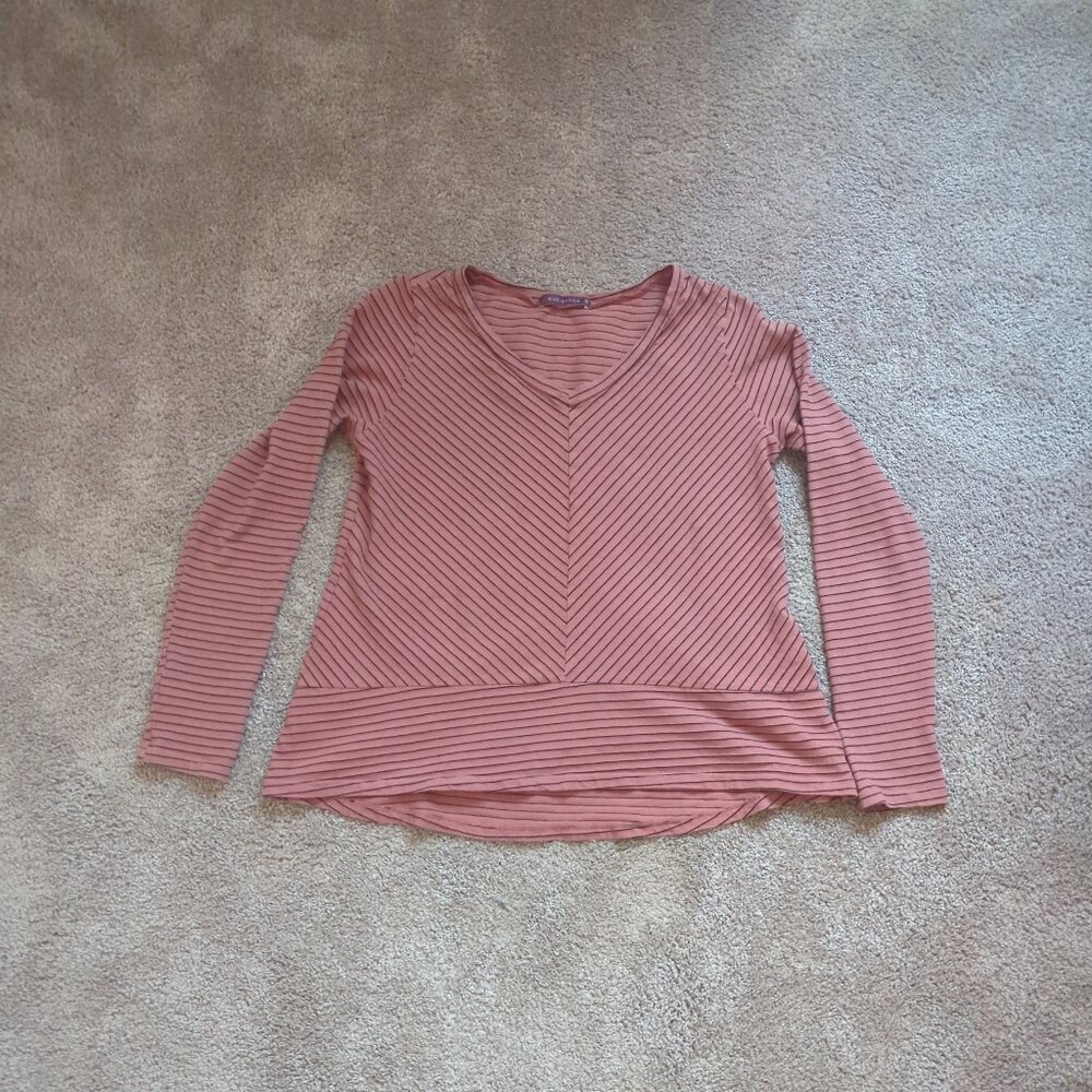 Cut Loose V-Neck Long Sleeve Stripe Tunic Top XS